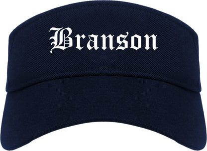 Branson Missouri MO Old English Mens Visor Cap Hat Navy Blue