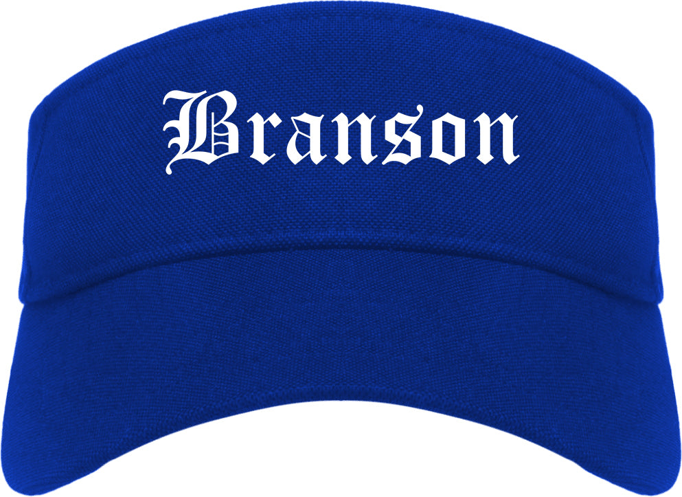Branson Missouri MO Old English Mens Visor Cap Hat Royal Blue