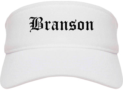 Branson Missouri MO Old English Mens Visor Cap Hat White