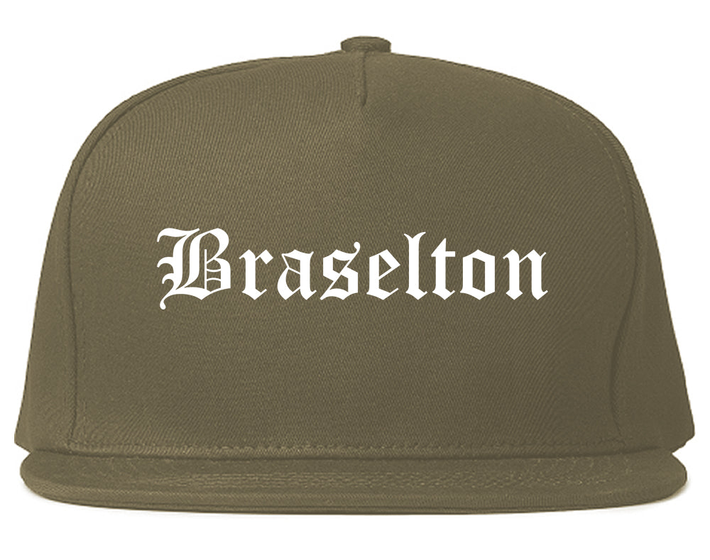 Braselton Georgia GA Old English Mens Snapback Hat Grey
