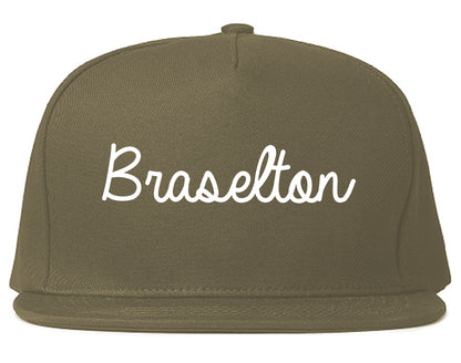 Braselton Georgia GA Script Mens Snapback Hat Grey