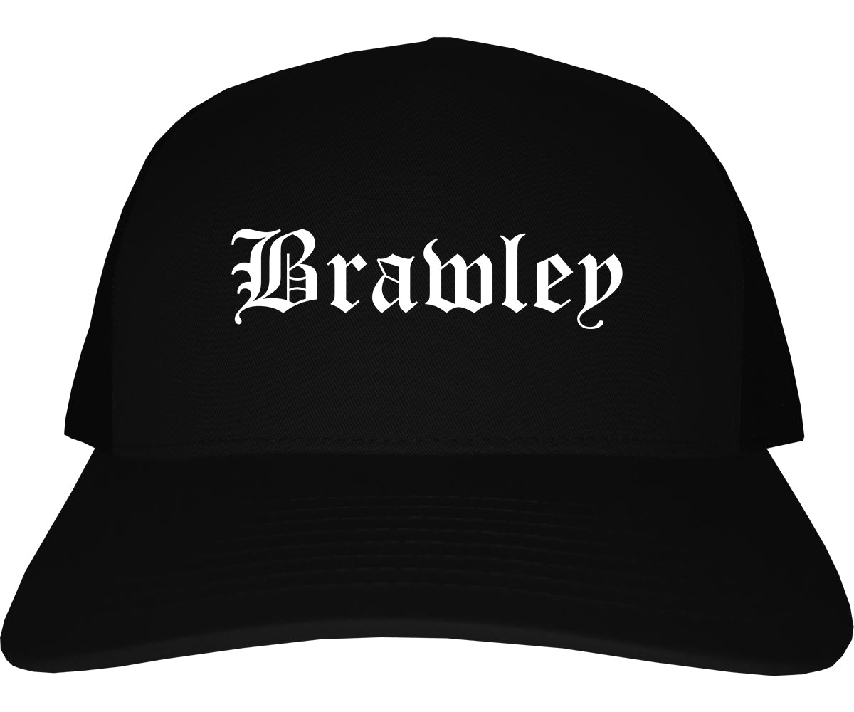 Brawley California CA Old English Mens Trucker Hat Cap Black