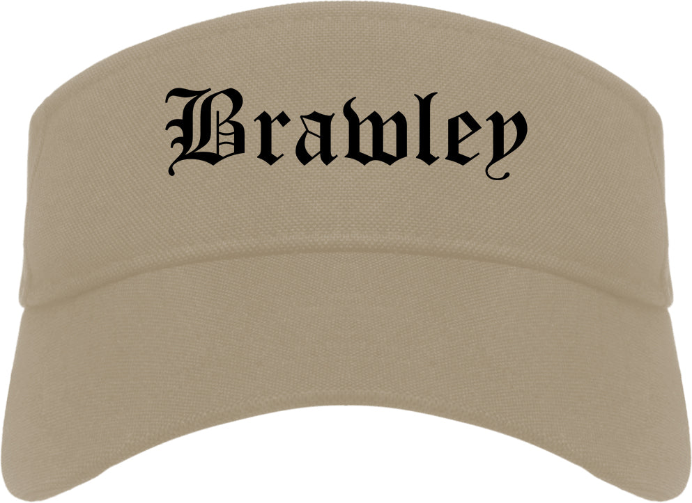 Brawley California CA Old English Mens Visor Cap Hat Khaki