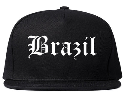 Brazil Indiana IN Old English Mens Snapback Hat Black