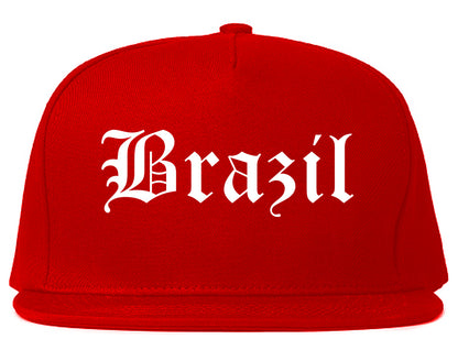 Brazil Indiana IN Old English Mens Snapback Hat Red