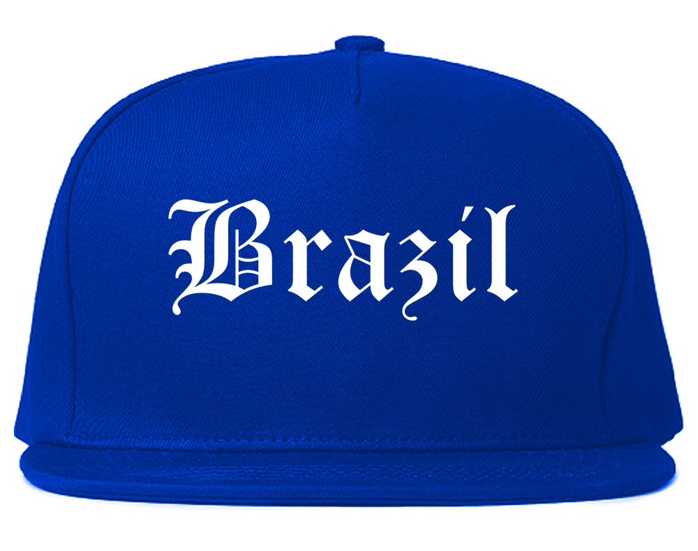 Brazil Indiana IN Old English Mens Snapback Hat Royal Blue