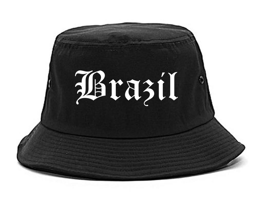 Brazil Indiana IN Old English Mens Bucket Hat Black
