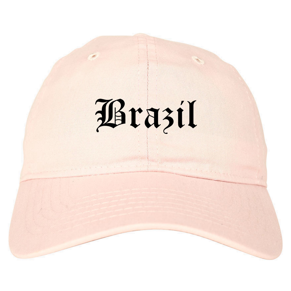 Brazil Indiana IN Old English Mens Dad Hat Baseball Cap Pink