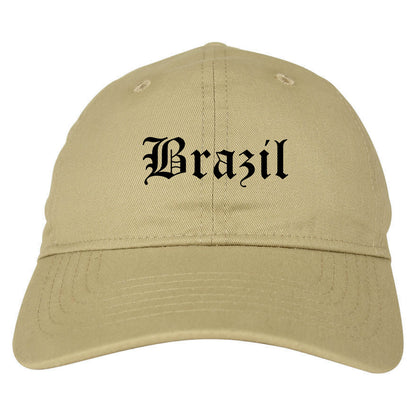 Brazil Indiana IN Old English Mens Dad Hat Baseball Cap Tan