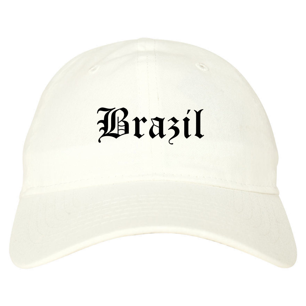 Brazil Indiana IN Old English Mens Dad Hat Baseball Cap White