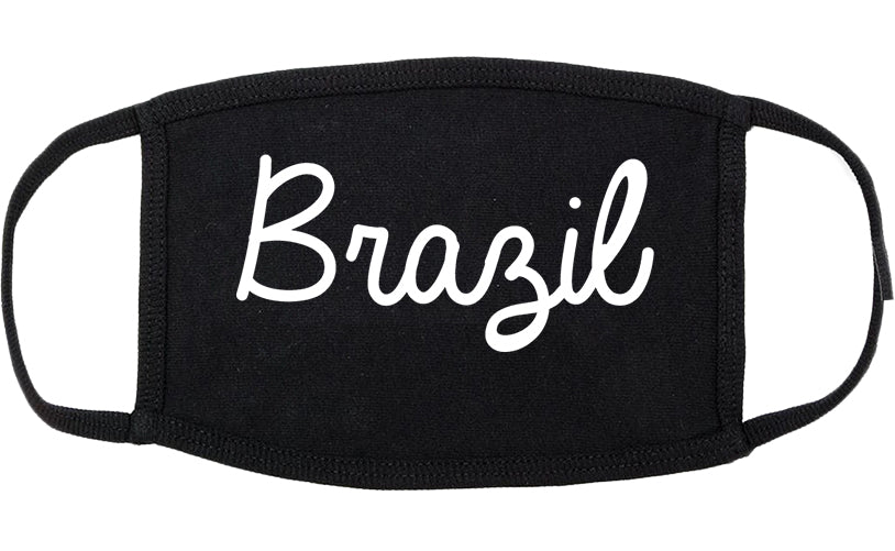 Brazil Indiana IN Script Cotton Face Mask Black