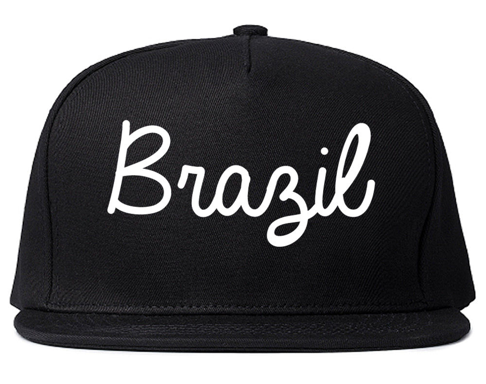 Brazil Indiana IN Script Mens Snapback Hat Black