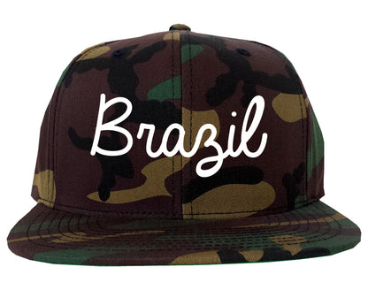 Brazil Indiana IN Script Mens Snapback Hat Army Camo