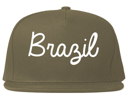 Brazil Indiana IN Script Mens Snapback Hat Grey