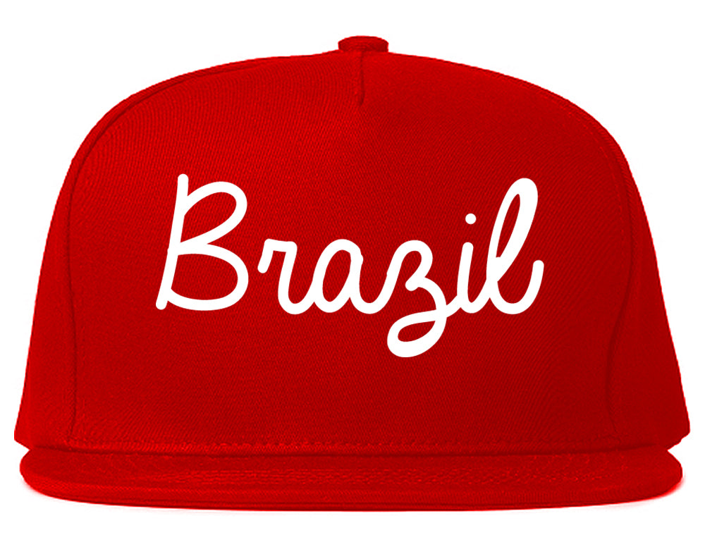 Brazil Indiana IN Script Mens Snapback Hat Red