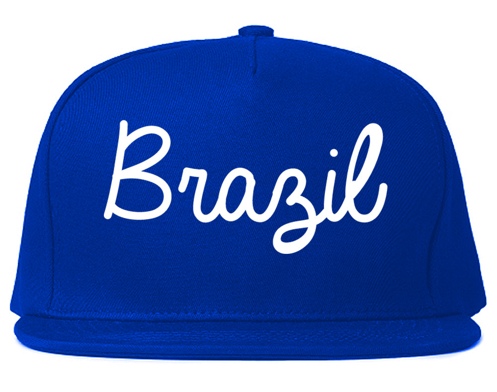 Brazil Indiana IN Script Mens Snapback Hat Royal Blue