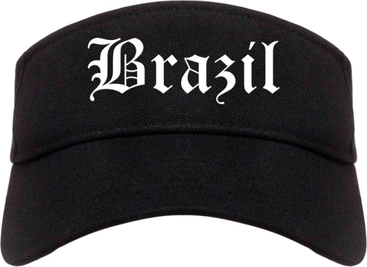 Brazil Indiana IN Old English Mens Visor Cap Hat Black