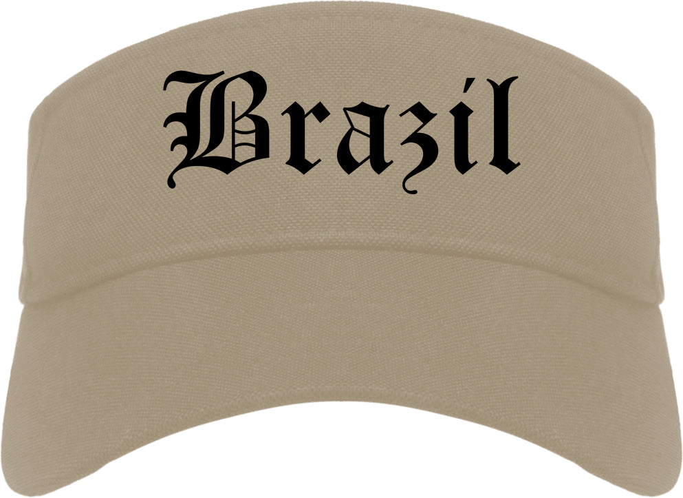 Brazil Indiana IN Old English Mens Visor Cap Hat Khaki