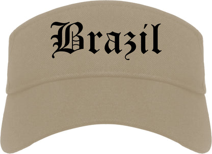 Brazil Indiana IN Old English Mens Visor Cap Hat Khaki
