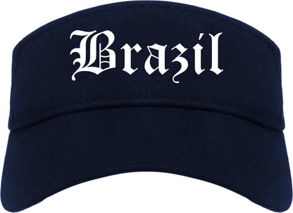 Brazil Indiana IN Old English Mens Visor Cap Hat Navy Blue