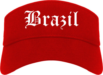 Brazil Indiana IN Old English Mens Visor Cap Hat Red