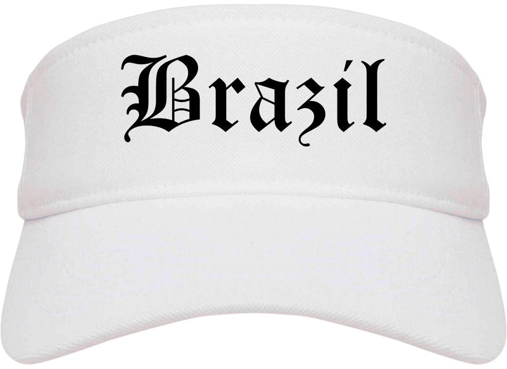 Brazil Indiana IN Old English Mens Visor Cap Hat White