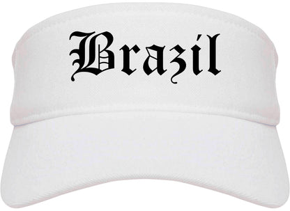 Brazil Indiana IN Old English Mens Visor Cap Hat White