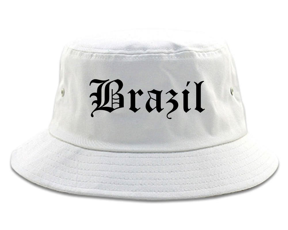 Brazil Indiana IN Old English Mens Bucket Hat White