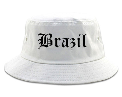 Brazil Indiana IN Old English Mens Bucket Hat White