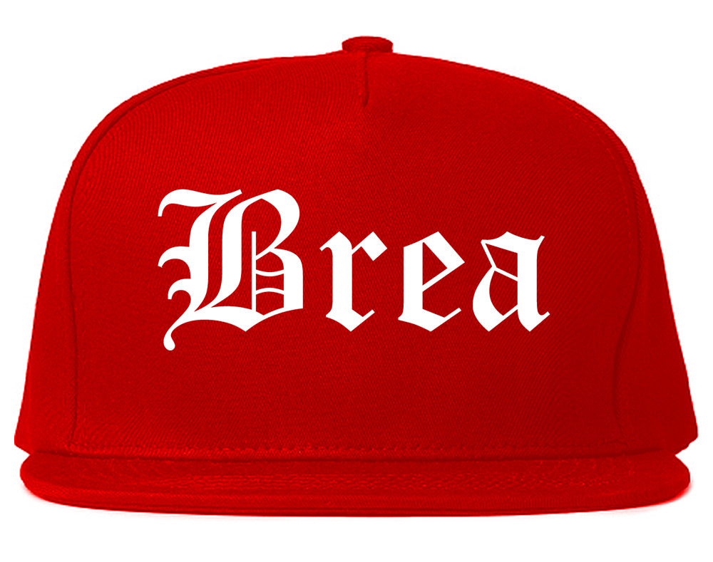 Brea California CA Old English Mens Snapback Hat Red