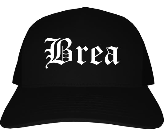 Brea California CA Old English Mens Trucker Hat Cap Black