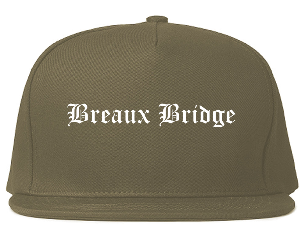 Breaux Bridge Louisiana LA Old English Mens Snapback Hat Grey