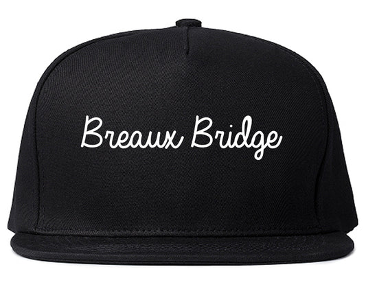 Breaux Bridge Louisiana LA Script Mens Snapback Hat Black