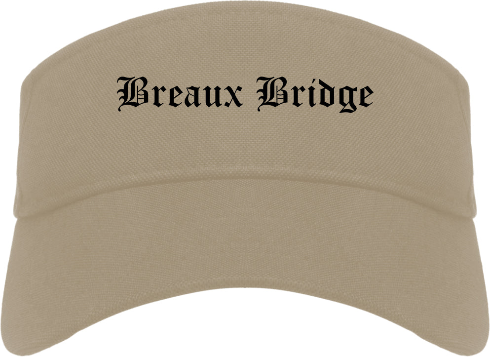 Breaux Bridge Louisiana LA Old English Mens Visor Cap Hat Khaki