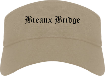Breaux Bridge Louisiana LA Old English Mens Visor Cap Hat Khaki