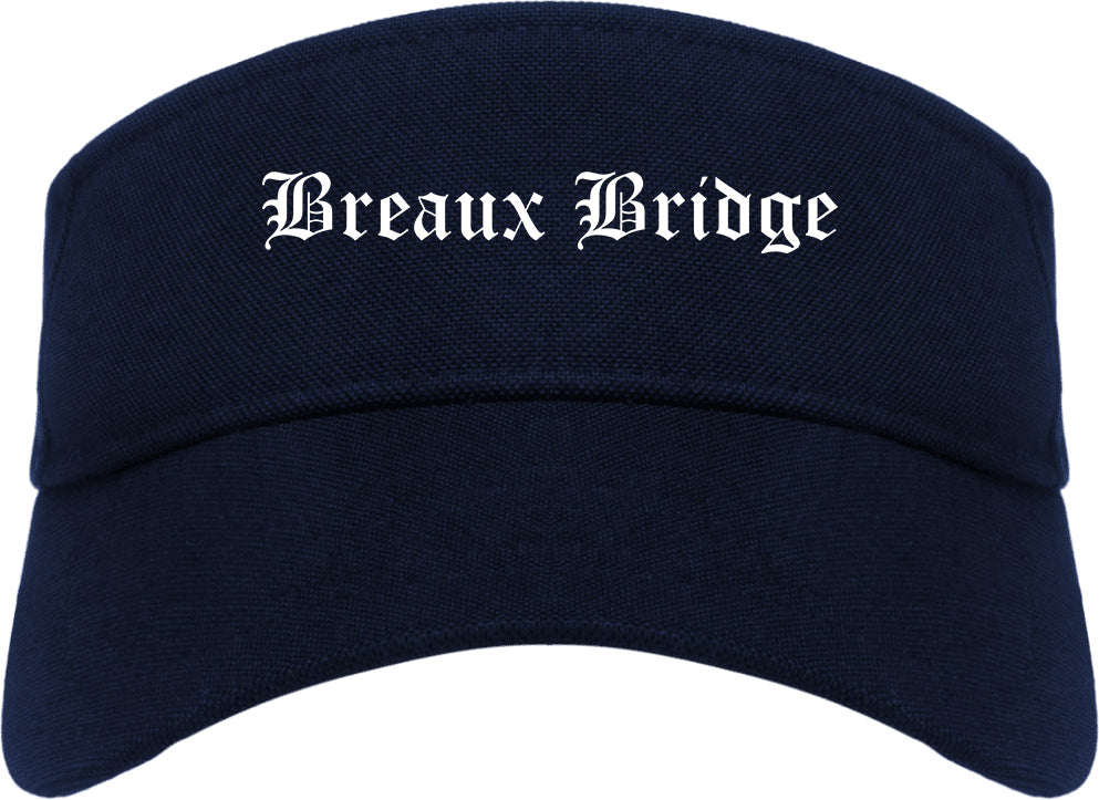 Breaux Bridge Louisiana LA Old English Mens Visor Cap Hat Navy Blue