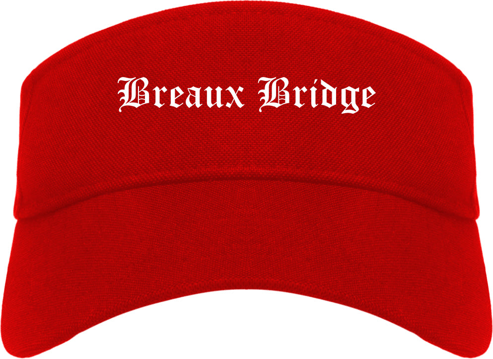 Breaux Bridge Louisiana LA Old English Mens Visor Cap Hat Red