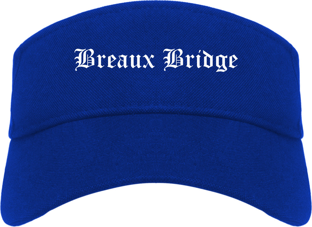 Breaux Bridge Louisiana LA Old English Mens Visor Cap Hat Royal Blue