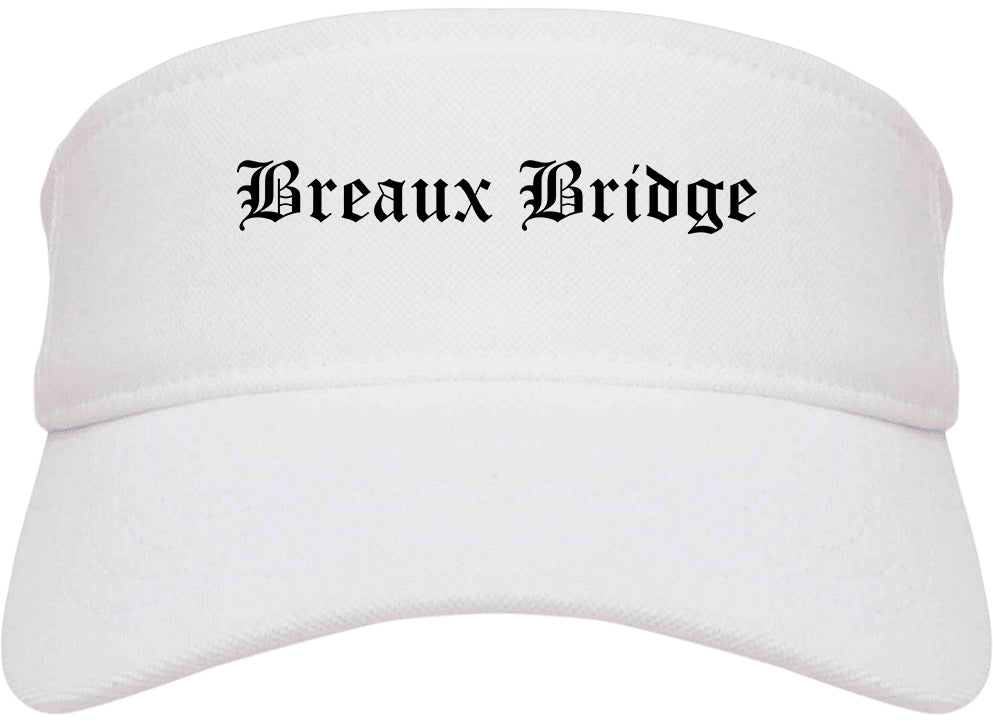 Breaux Bridge Louisiana LA Old English Mens Visor Cap Hat White