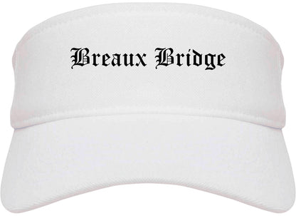 Breaux Bridge Louisiana LA Old English Mens Visor Cap Hat White