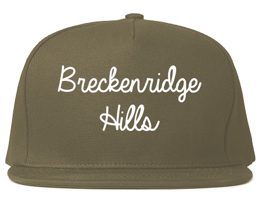 Breckenridge Hills Missouri MO Script Mens Snapback Hat Grey