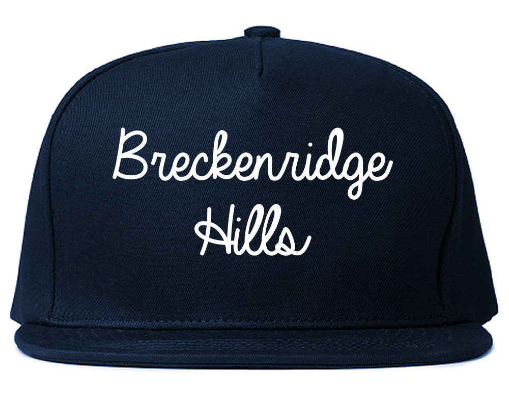 Breckenridge Hills Missouri MO Script Mens Snapback Hat Navy Blue