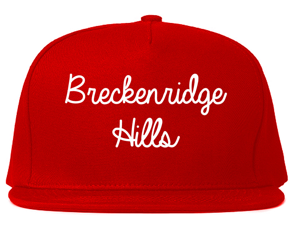 Breckenridge Hills Missouri MO Script Mens Snapback Hat Red