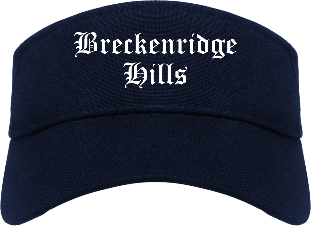 Breckenridge Hills Missouri MO Old English Mens Visor Cap Hat Navy Blue