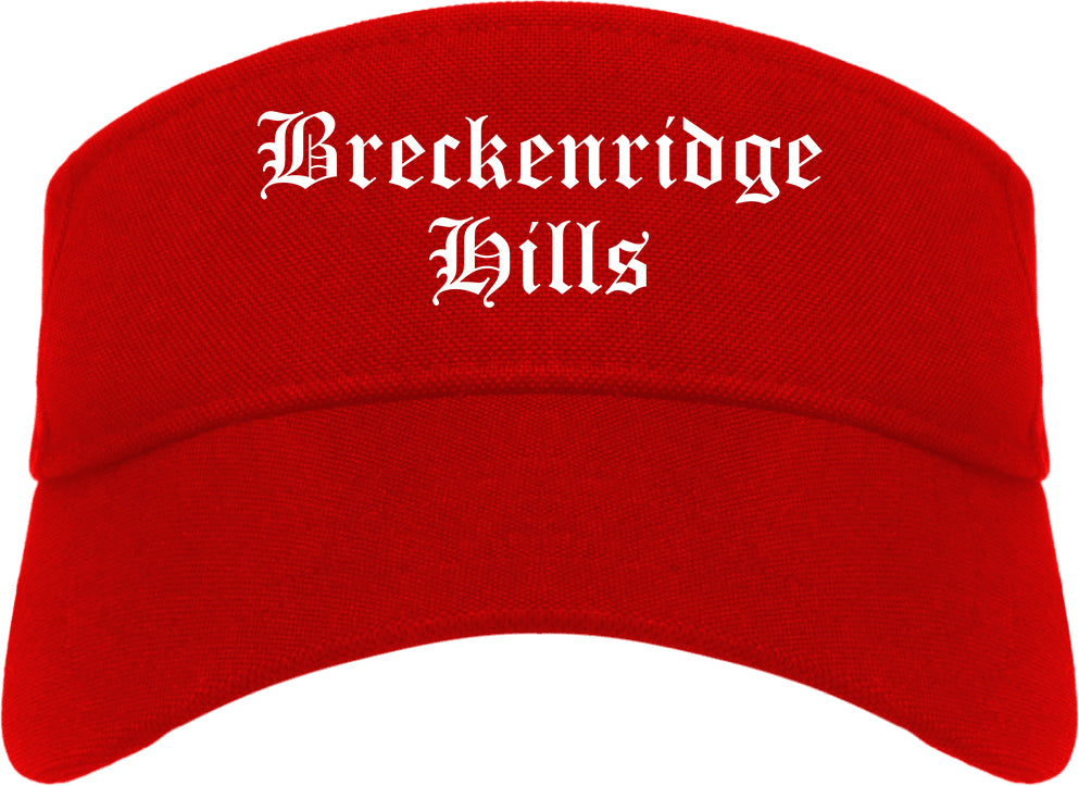 Breckenridge Hills Missouri MO Old English Mens Visor Cap Hat Red