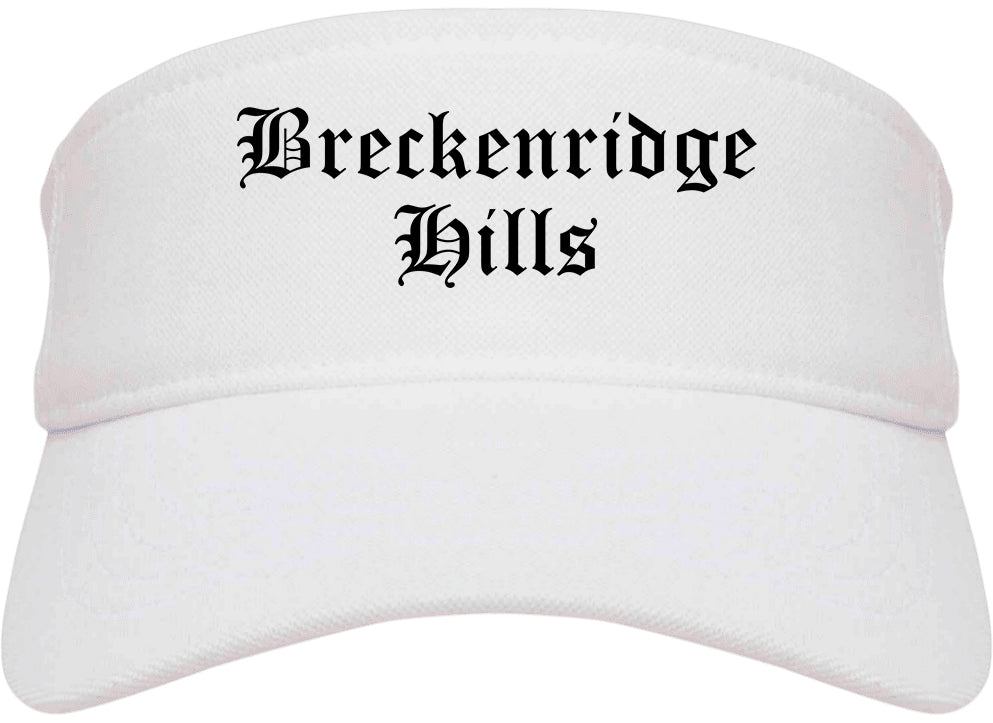 Breckenridge Hills Missouri MO Old English Mens Visor Cap Hat White