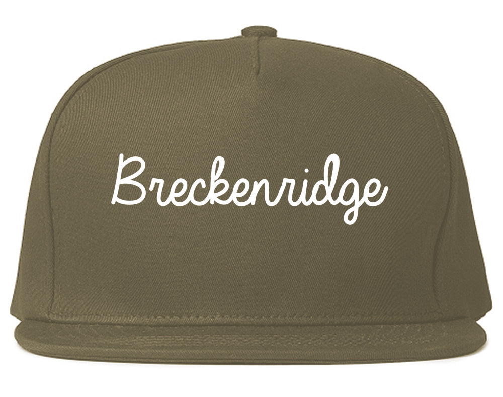 Breckenridge Texas TX Script Mens Snapback Hat Grey