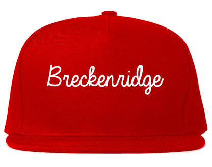 Breckenridge Texas TX Script Mens Snapback Hat Red