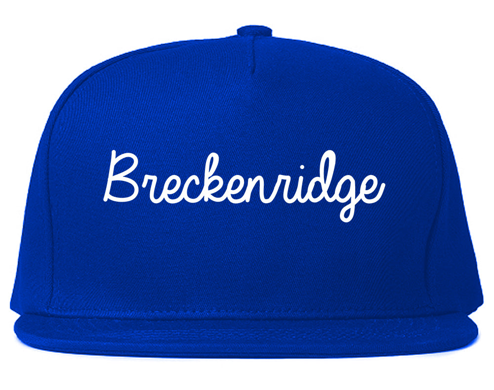 Breckenridge Texas TX Script Mens Snapback Hat Royal Blue