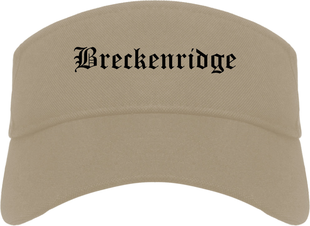 Breckenridge Texas TX Old English Mens Visor Cap Hat Khaki